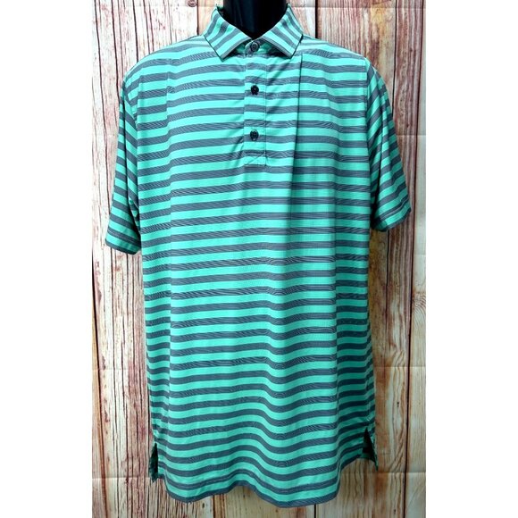 FootJoy Green and Black Striped Polo Shirt - Picture 1 of 5